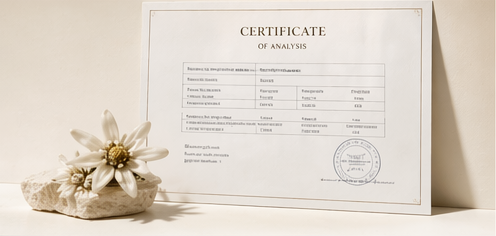 Certificate of analysis for the honey