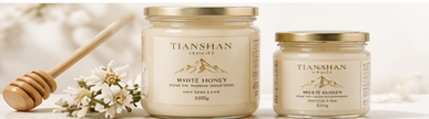 Tianshan honey jars with dipper and flowers